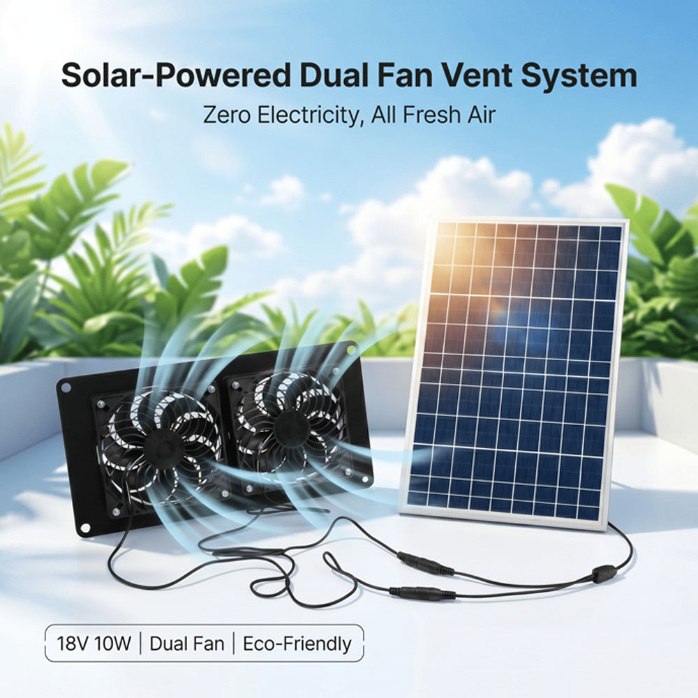 Solar Panel 200W - 10W 18V zonne-energie ventilatieset met dubbele