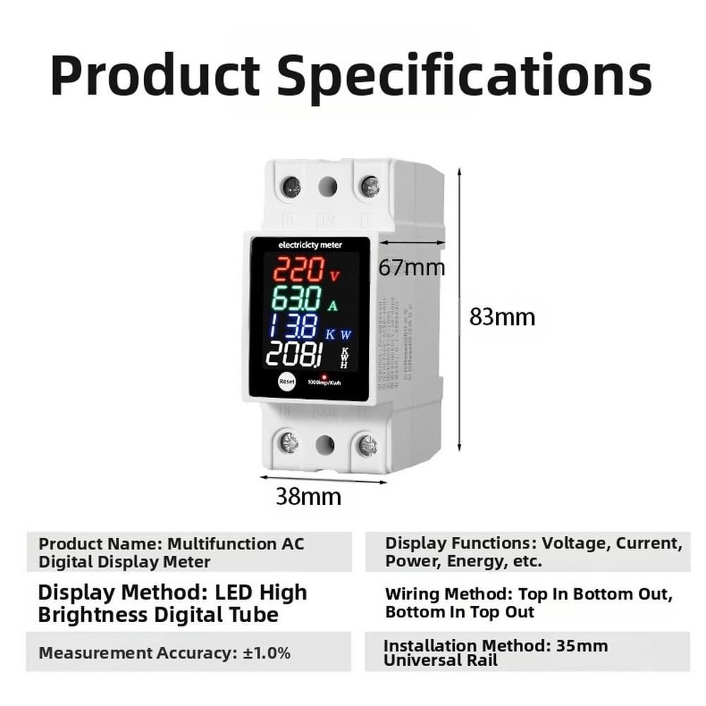Multifunctionele digitale disp - Energy Monitor Meter recensie en prijs